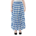 Sapphire Blue Check Pattern Print Chiffon Maxi Skirt