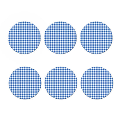 Sapphire Blue Check Pattern Print Coaster Set