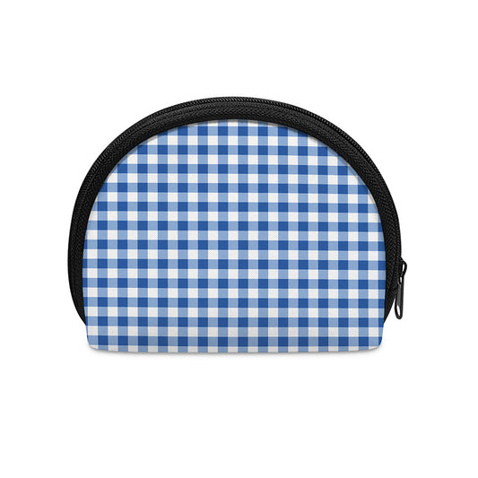 Sapphire Blue Check Pattern Print Coin Purse