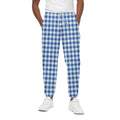 Sapphire Blue Check Pattern Print Cotton Sweatpants