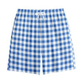 Sapphire Blue Check Pattern Print Cotton Shorts