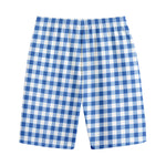 Sapphire Blue Check Pattern Print Cotton Shorts