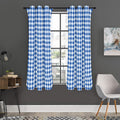 Sapphire Blue Check Pattern Print Grommet Curtain Panels