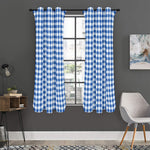 Sapphire Blue Check Pattern Print Curtain