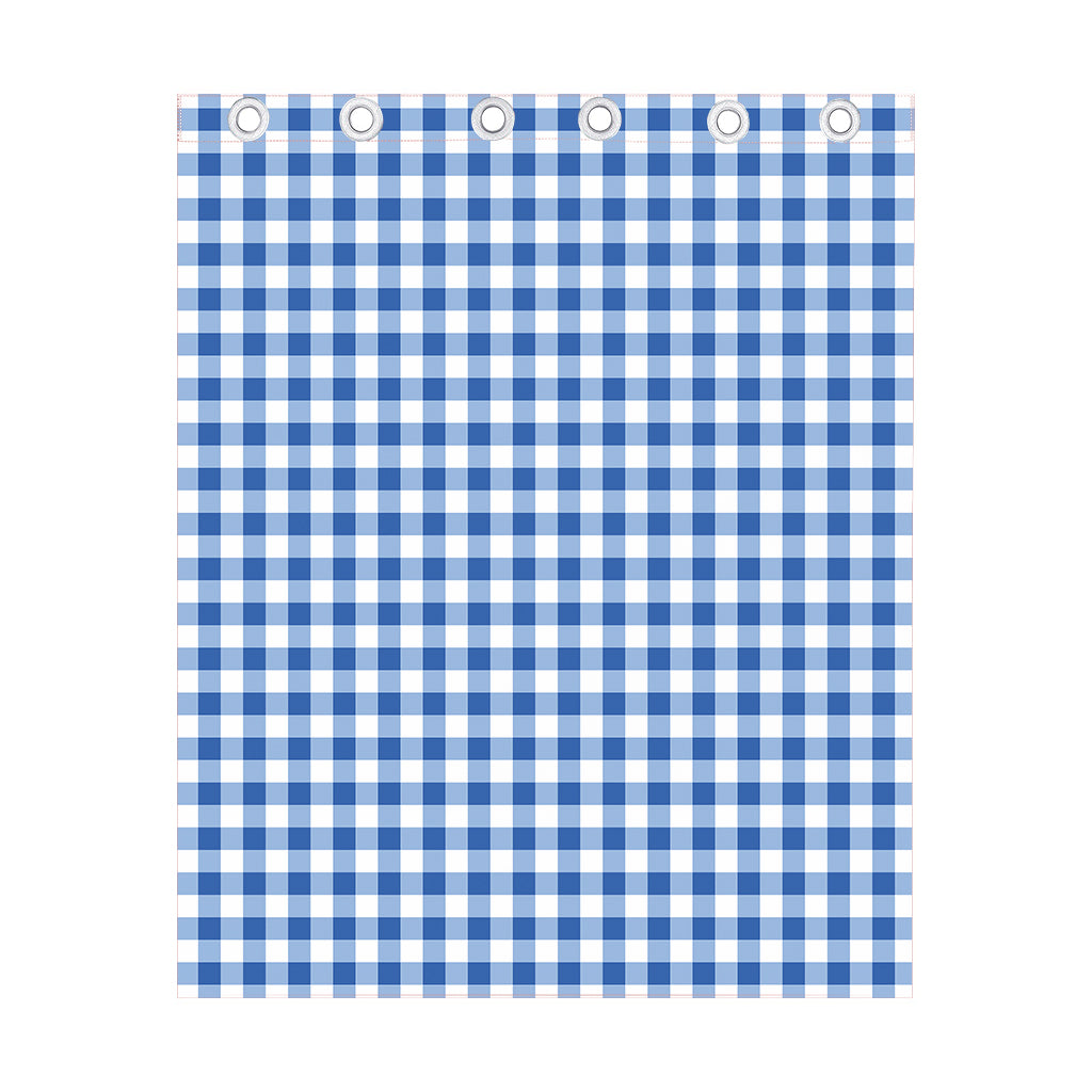 Sapphire Blue Check Pattern Print Curtain