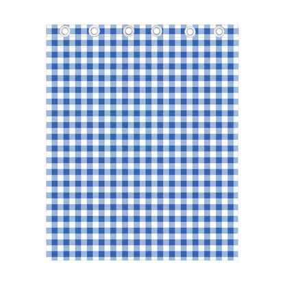 Sapphire Blue Check Pattern Print Curtain