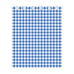 Sapphire Blue Check Pattern Print Curtain