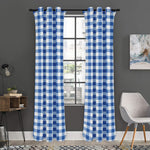 Sapphire Blue Check Pattern Print Curtain