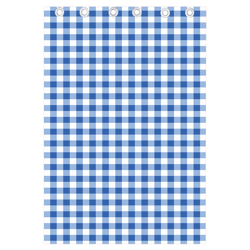 Sapphire Blue Check Pattern Print Curtain