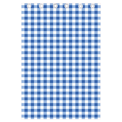 Sapphire Blue Check Pattern Print Curtain