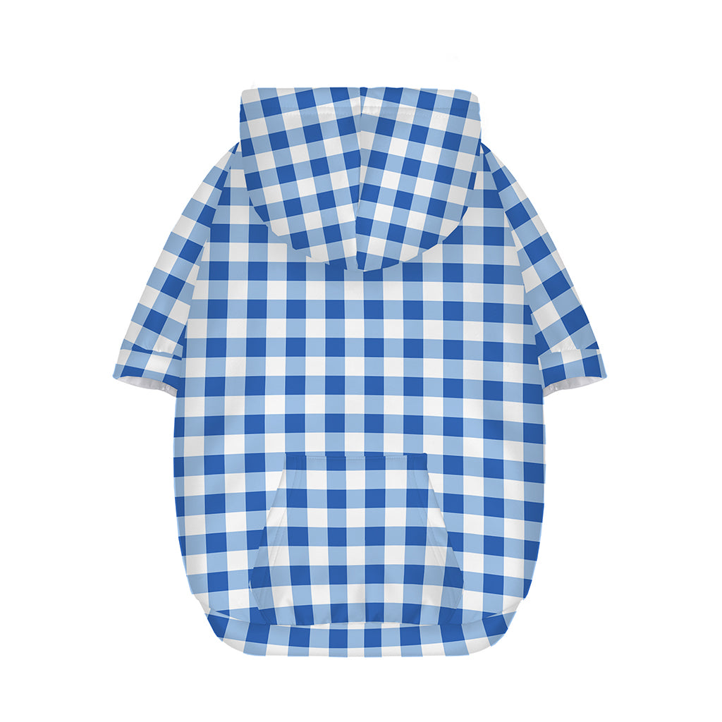 Sapphire Blue Check Pattern Print Dog Zip Up Hoodie