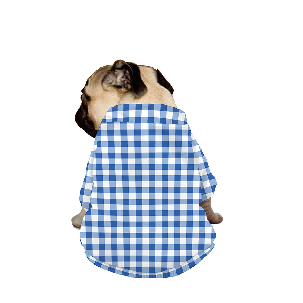 Sapphire Blue Check Pattern Print Dog Zip Up Jacket