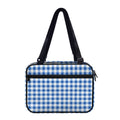 Sapphire Blue Check Pattern Print Double Strap Bible Bag