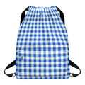 Sapphire Blue Check Pattern Print Drawstring Backpack