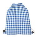 Sapphire Blue Check Pattern Print Drawstring Bag