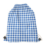 Sapphire Blue Check Pattern Print Drawstring Bag