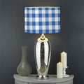 Sapphire Blue Check Pattern Print Drum Lamp Shade