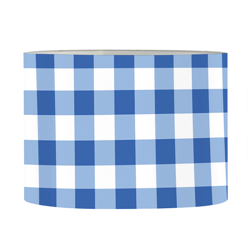 Sapphire Blue Check Pattern Print Drum Lamp Shade