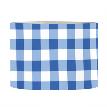 Sapphire Blue Check Pattern Print Drum Lamp Shade