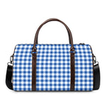 Sapphire Blue Check Pattern Print Duffle Bag