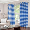 Sapphire Blue Check Pattern Print Extra Wide Grommet Curtains