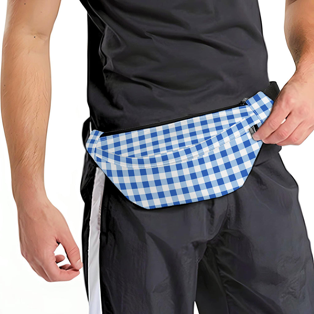 Sapphire Blue Check Pattern Print Fanny Pack