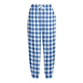 Sapphire Blue Check Pattern Print Fleece Lined Knit Pants