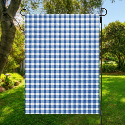 Sapphire Blue Check Pattern Print Garden Flag