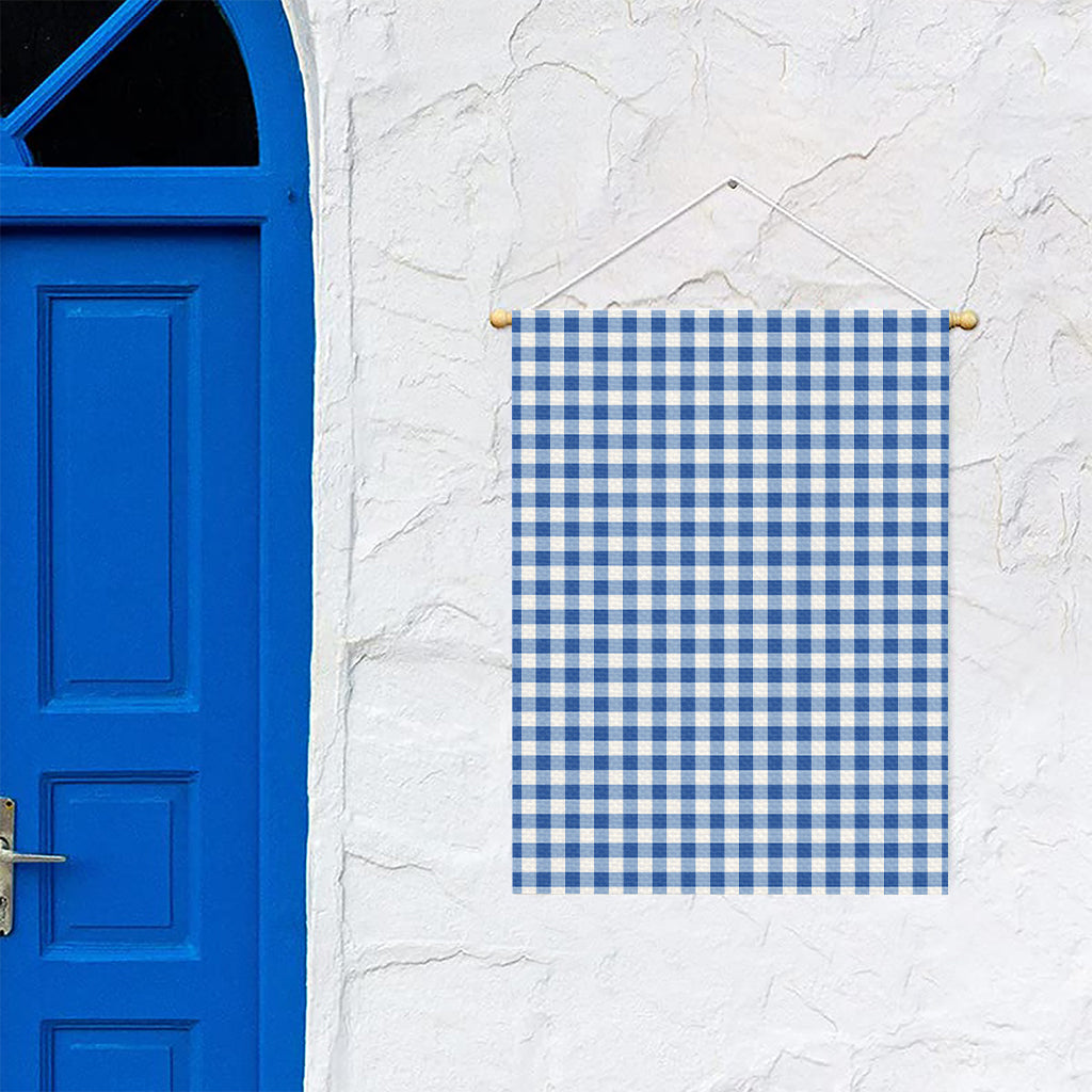 Sapphire Blue Check Pattern Print Garden Flag