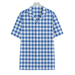 Sapphire Blue Check Pattern Print Hawaiian Shirt