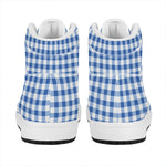 Sapphire Blue Check Pattern Print High Top Leather Sneakers