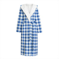 Sapphire Blue Check Pattern Print Hooded Bathrobe