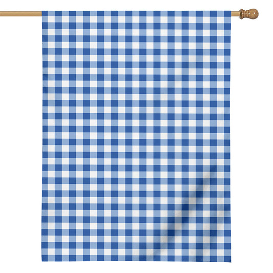 Sapphire Blue Check Pattern Print House Flag