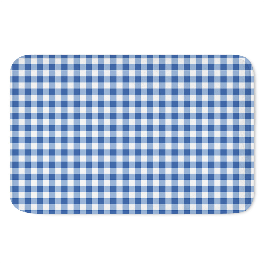 Sapphire Blue Check Pattern Print Indoor Door Mat