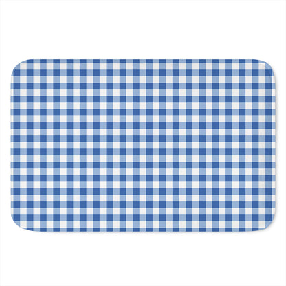 Sapphire Blue Check Pattern Print Indoor Door Mat