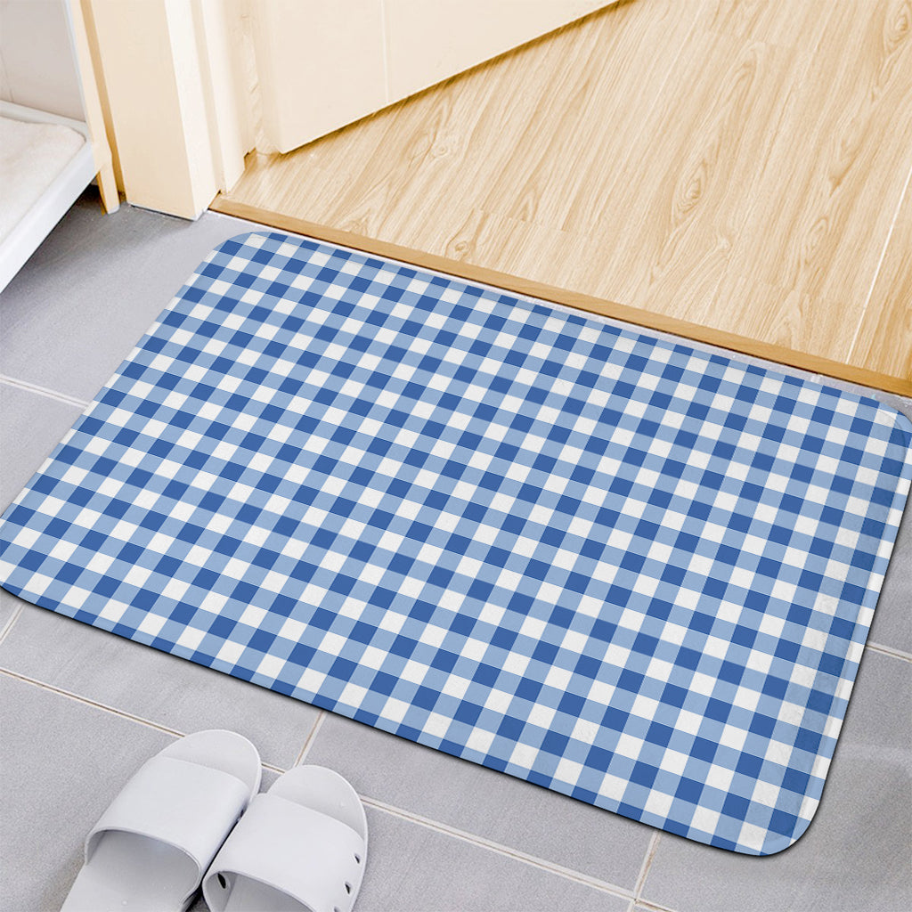 Sapphire Blue Check Pattern Print Indoor Door Mat