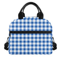 Sapphire Blue Check Pattern Print Insulated Lunch Bag