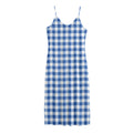 Sapphire Blue Check Pattern Print Jersey Midi Cami Dress