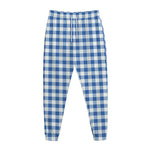 Sapphire Blue Check Pattern Print Jogger Pants