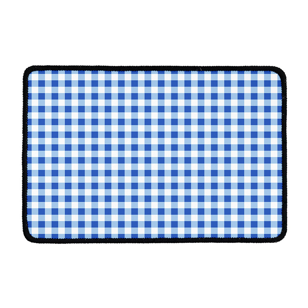 Sapphire Blue Check Pattern Print Kitchen Mat