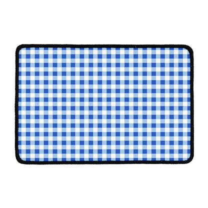 Sapphire Blue Check Pattern Print Kitchen Mat