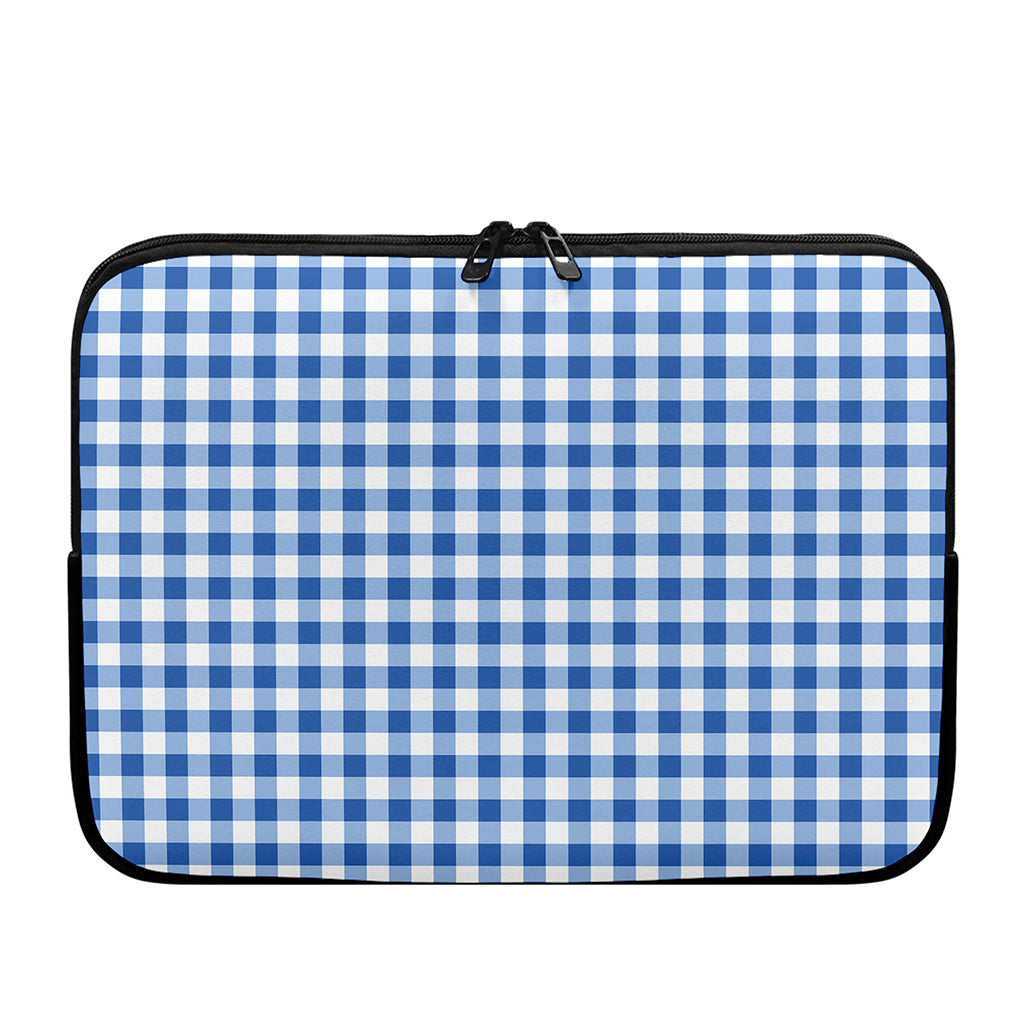 Sapphire Blue Check Pattern Print Laptop Sleeve