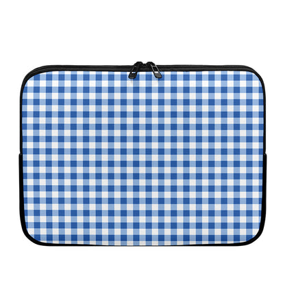 Sapphire Blue Check Pattern Print Laptop Sleeve