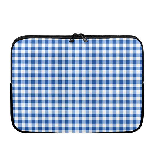 Sapphire Blue Check Pattern Print Laptop Sleeve