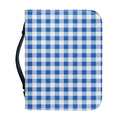 Sapphire Blue Check Pattern Print Leather Bible Cover