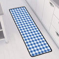 Sapphire Blue Check Pattern Print Long Kitchen Mat