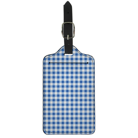 Sapphire Blue Check Pattern Print Luggage Tag