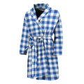 Sapphire Blue Check Pattern Print Men's Bathrobe