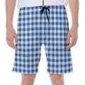Sapphire Blue Check Pattern Print Men's Beach Shorts
