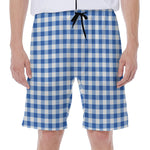 Sapphire Blue Check Pattern Print Men's Beach Shorts
